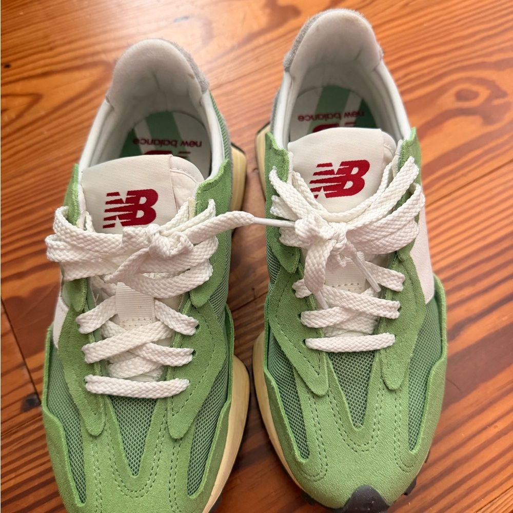 New Balance Green and White Retro Runner Sneakers - Picture 5 of 6